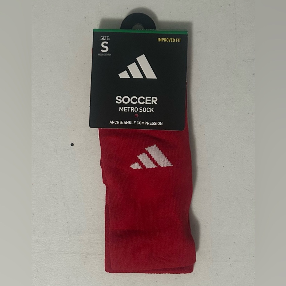 Adidas Sports Soccer Socks—Red/White—Size S—New